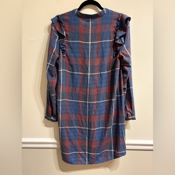 Anthropologie Cloth & Stone Plaid Ruffled Shirtdress Size Small - Picture 4 of 6